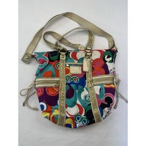 Coach 13830 Poppy Signature C Spotlight Glam Multicolor Shoulder Bag Tote